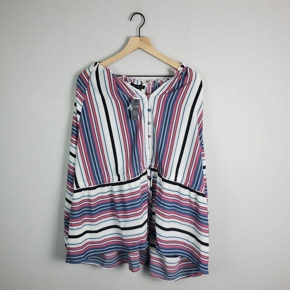 Lane Bryant Multicolor Stripe Blouse 22/24 - Picture 4 of 9